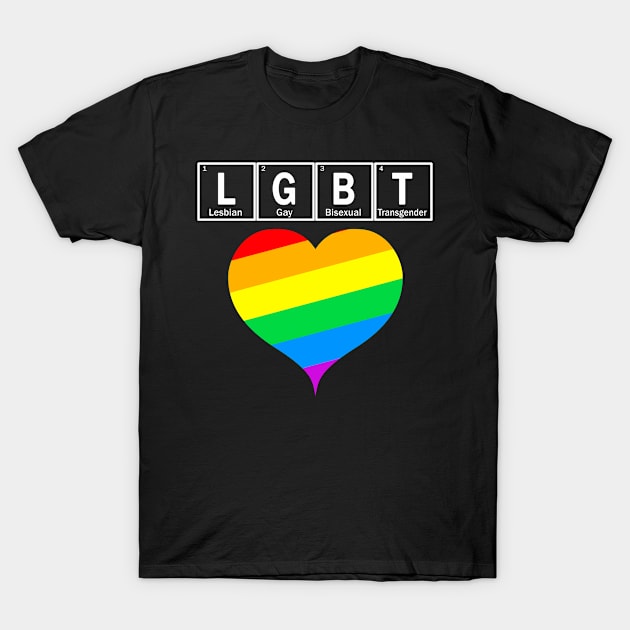 LGBT heart with chemical elements from periodic table T-Shirt by Context